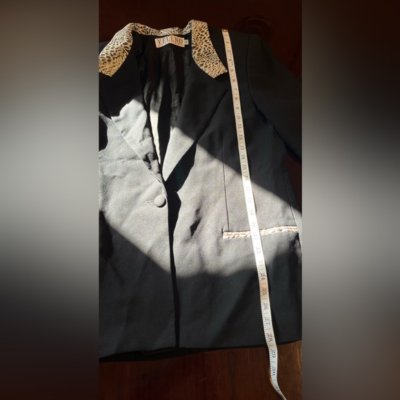 Veleno Elegant Women's black jacket blazer with leopard collar Size M - Picture 8 of 9